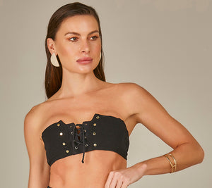 Top Biquini Cristel Textura Pique Preto